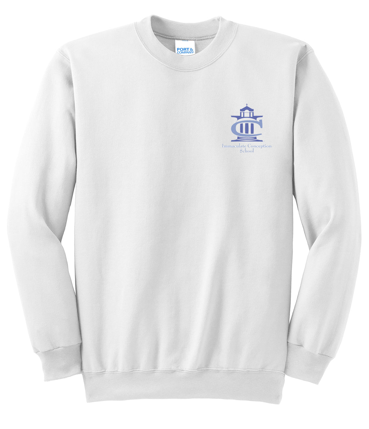 Youth Crewneck Sweatshirt With Immaculate Conception Fort Smith Logo