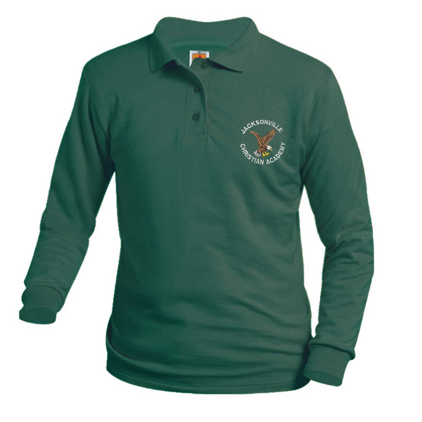 Adult Long Sleeve Smooth Polo With Jacksonville Christian Logo