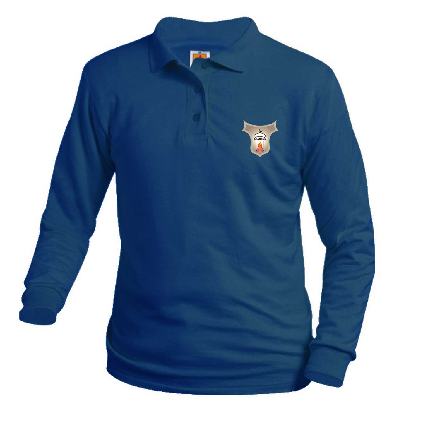 Youth Long Sleeve Smooth Polo with Huda Academy Logo