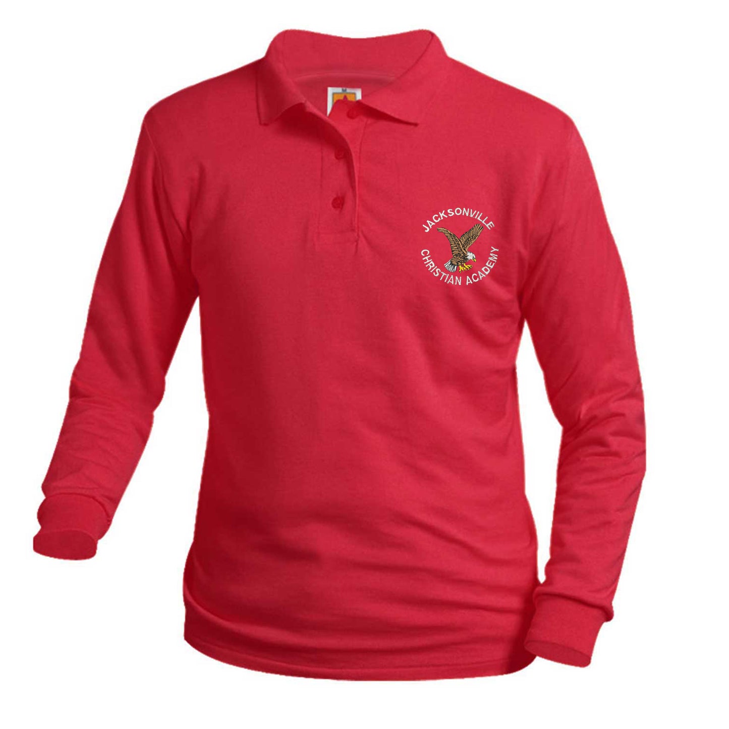 Youth Long Sleeve Smooth Polo With Jacksonville Christian Logo