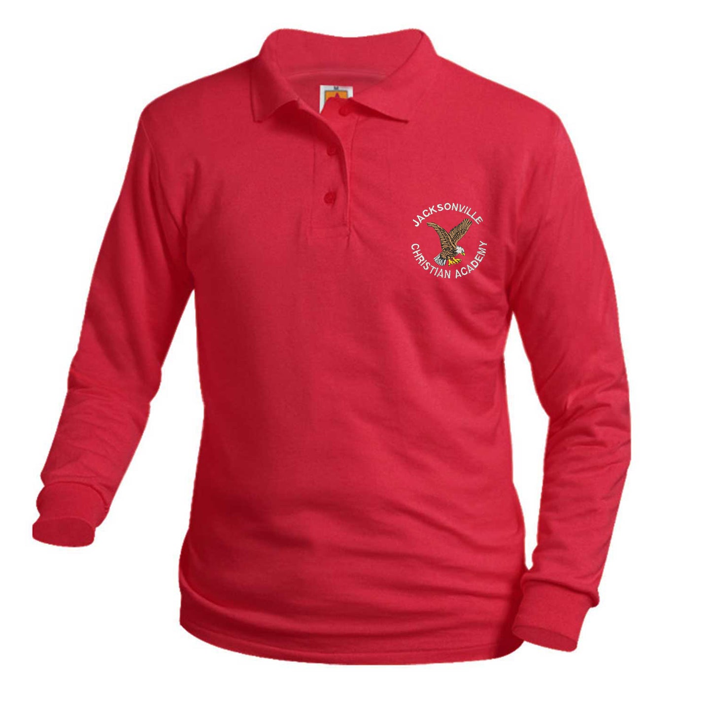 Adult Long Sleeve Smooth Polo With Jacksonville Christian Logo