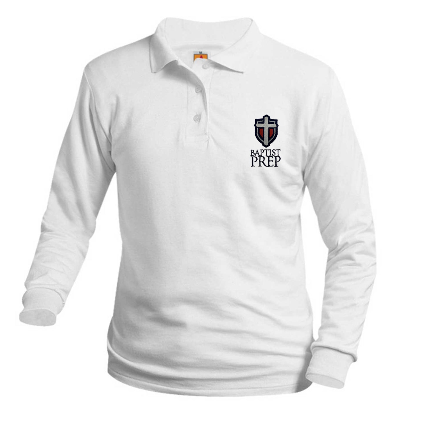 Adult Long Sleeve Smooth Polo With Baprist Prep Logo