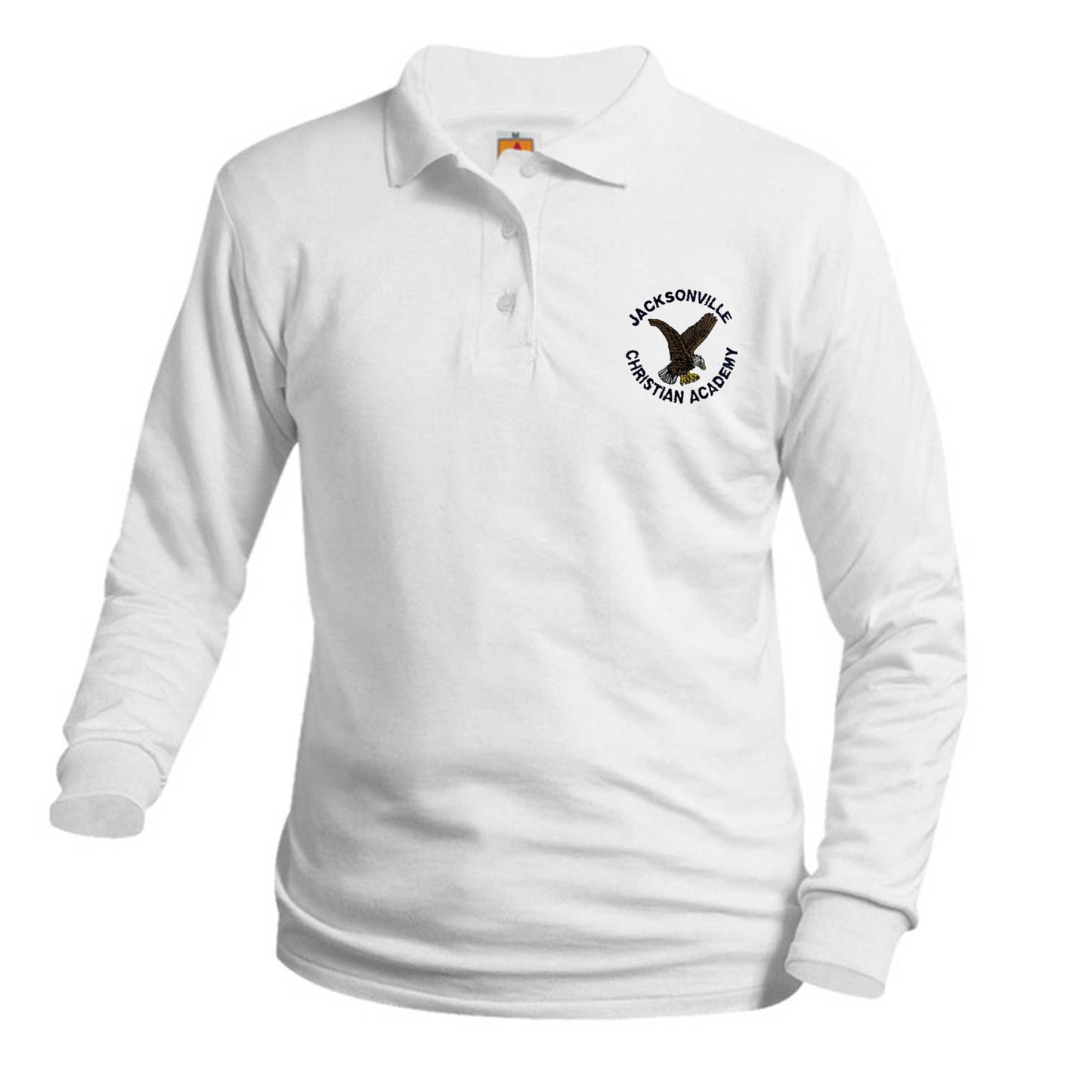 Adult Long Sleeve Smooth Polo With Jacksonville Christian Logo