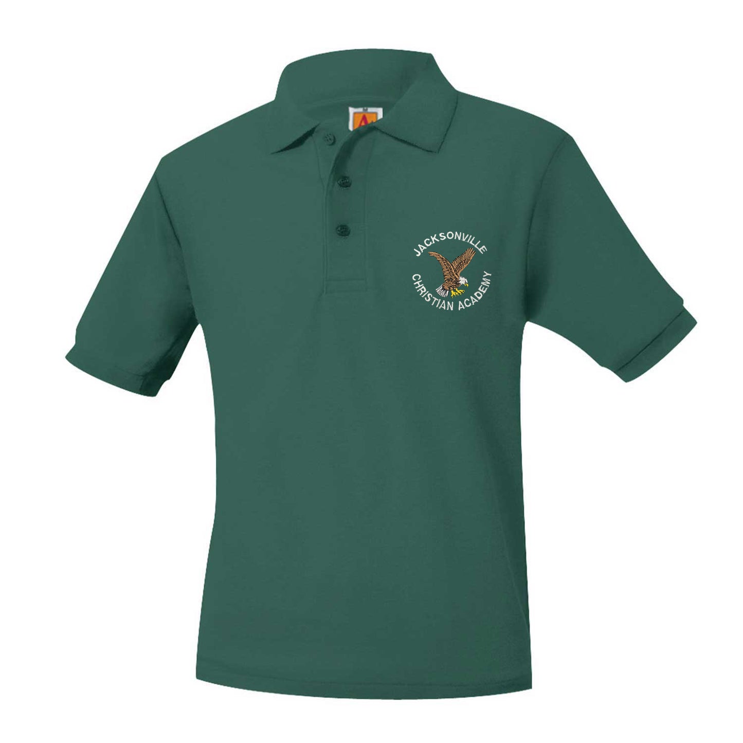 Youth Short Sleeve Pique Polo With Jacksonville Christian Logo