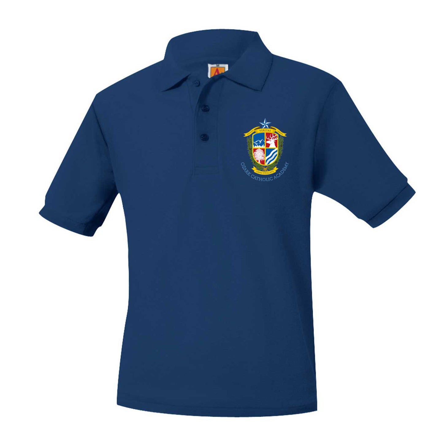 Adult Short Sleeve Pique Polo with Ozark Catholic Academy Logo