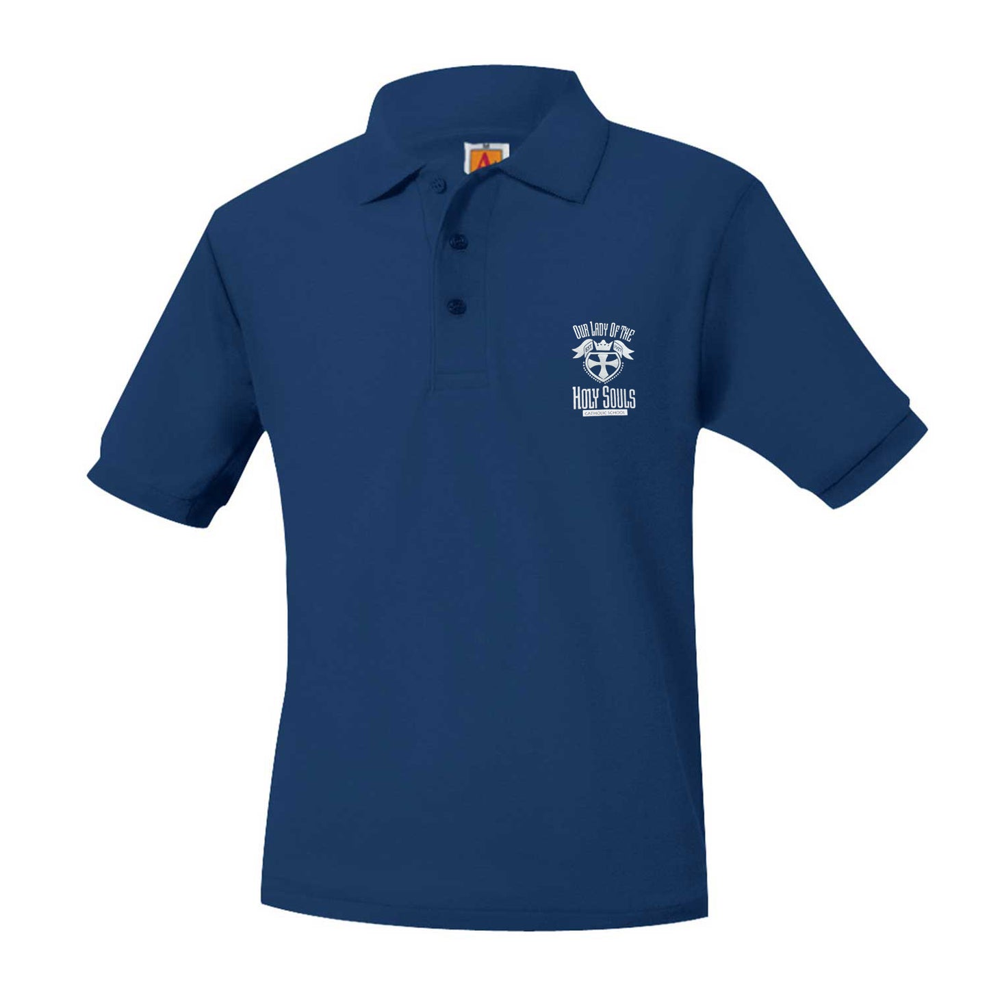 Youth Short Sleeve Pique Polo With Holy Souls Logo