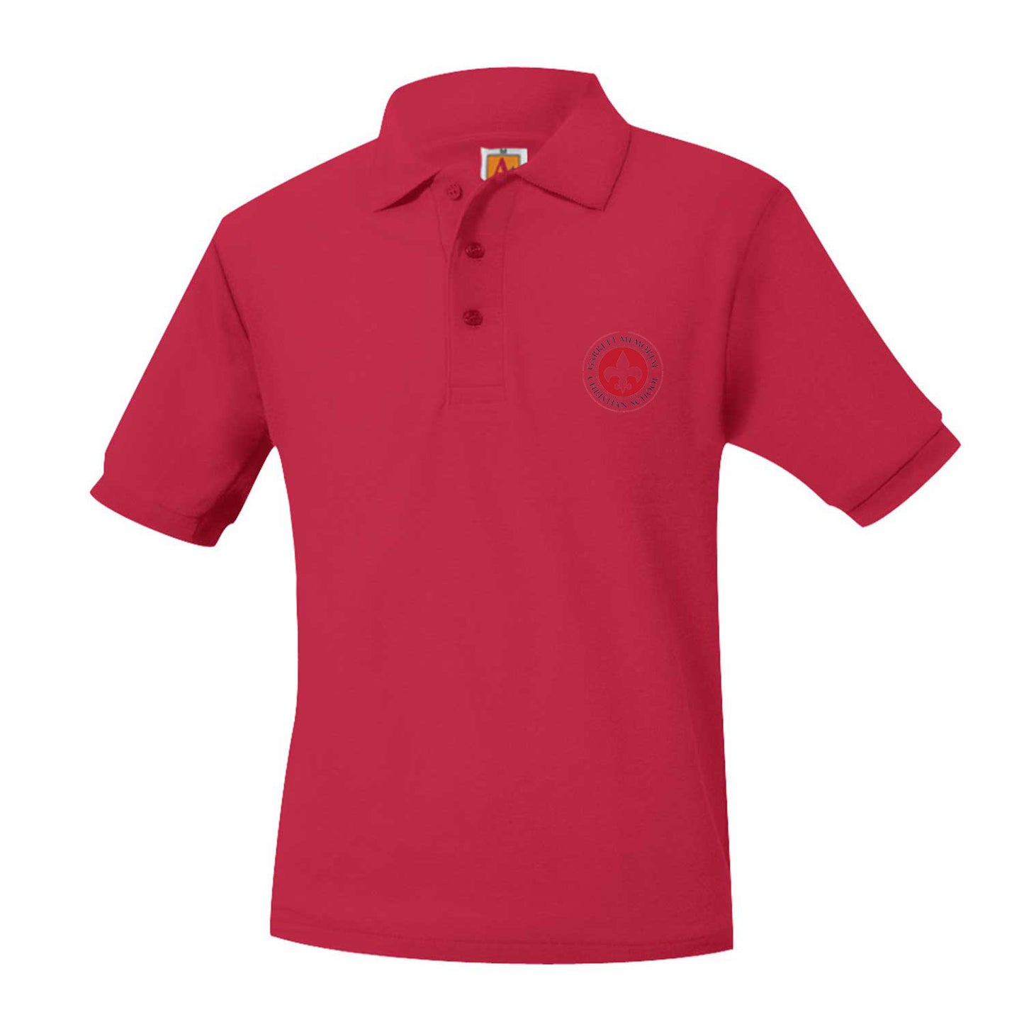 Youth Short Sleeve Pique Polo With Garrett Memorial Logo