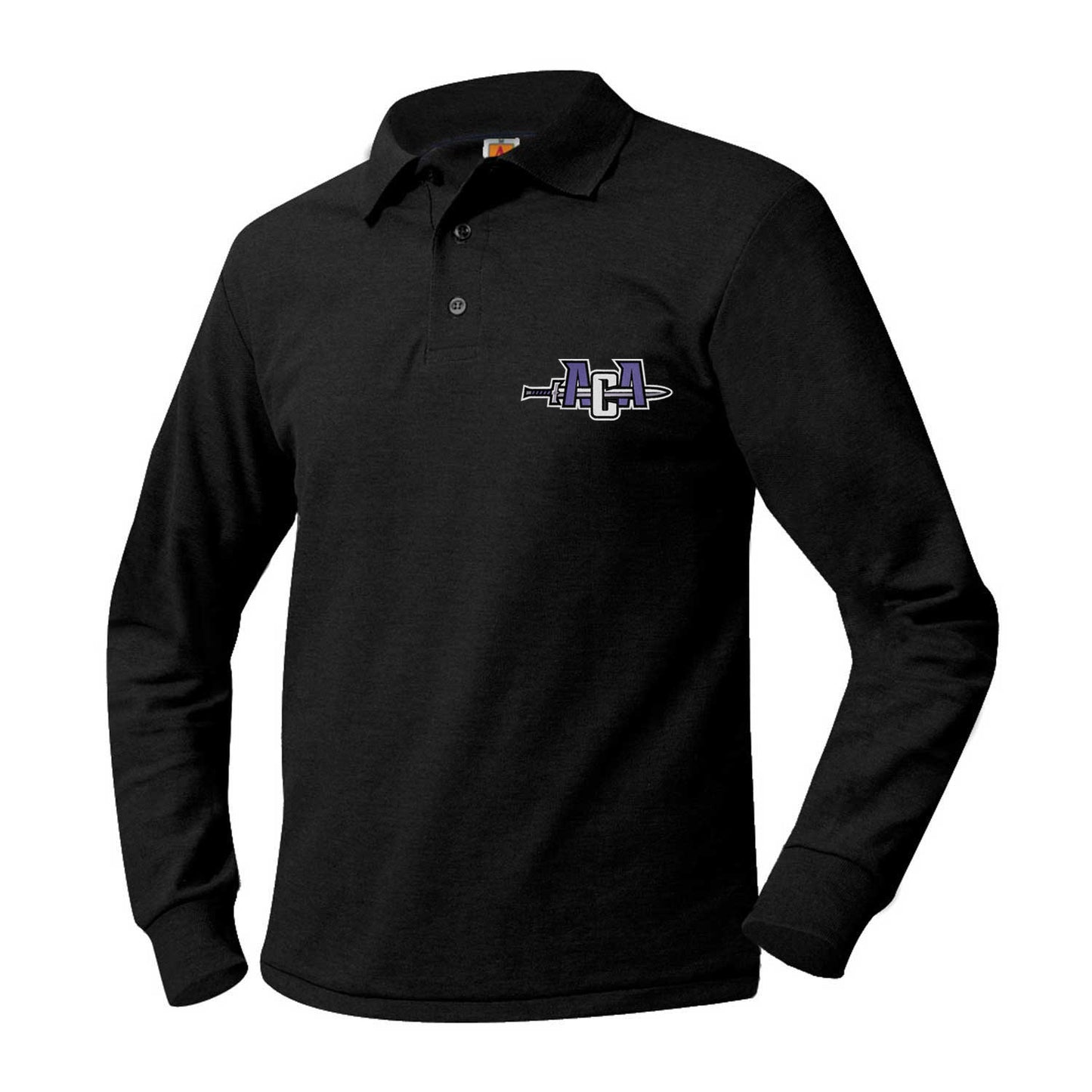 Adult Long Sleeve Polo with Arkansas Christian Academy NEW Logo