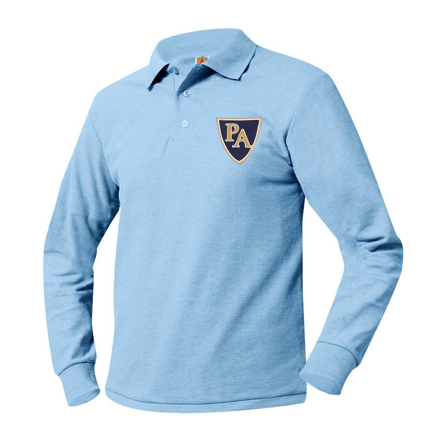 Youth Long Sleeve Pique Polo With Pulaski Academy Logo