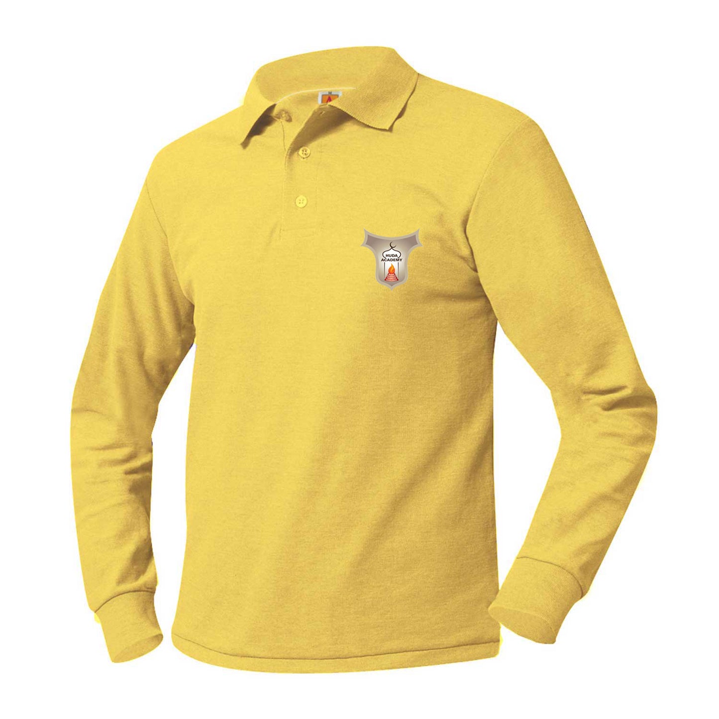 Adult Long Sleeve Pique Polo with Huda Academy Logo