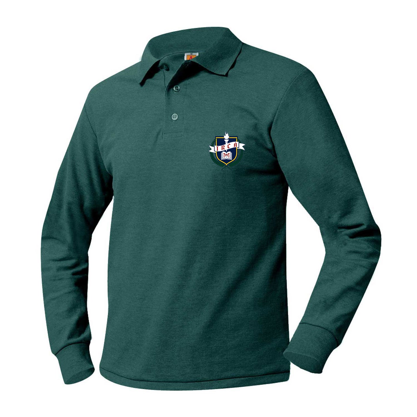 Boys Adult Long Sleeve Polo with Rock Christian Academy Logo