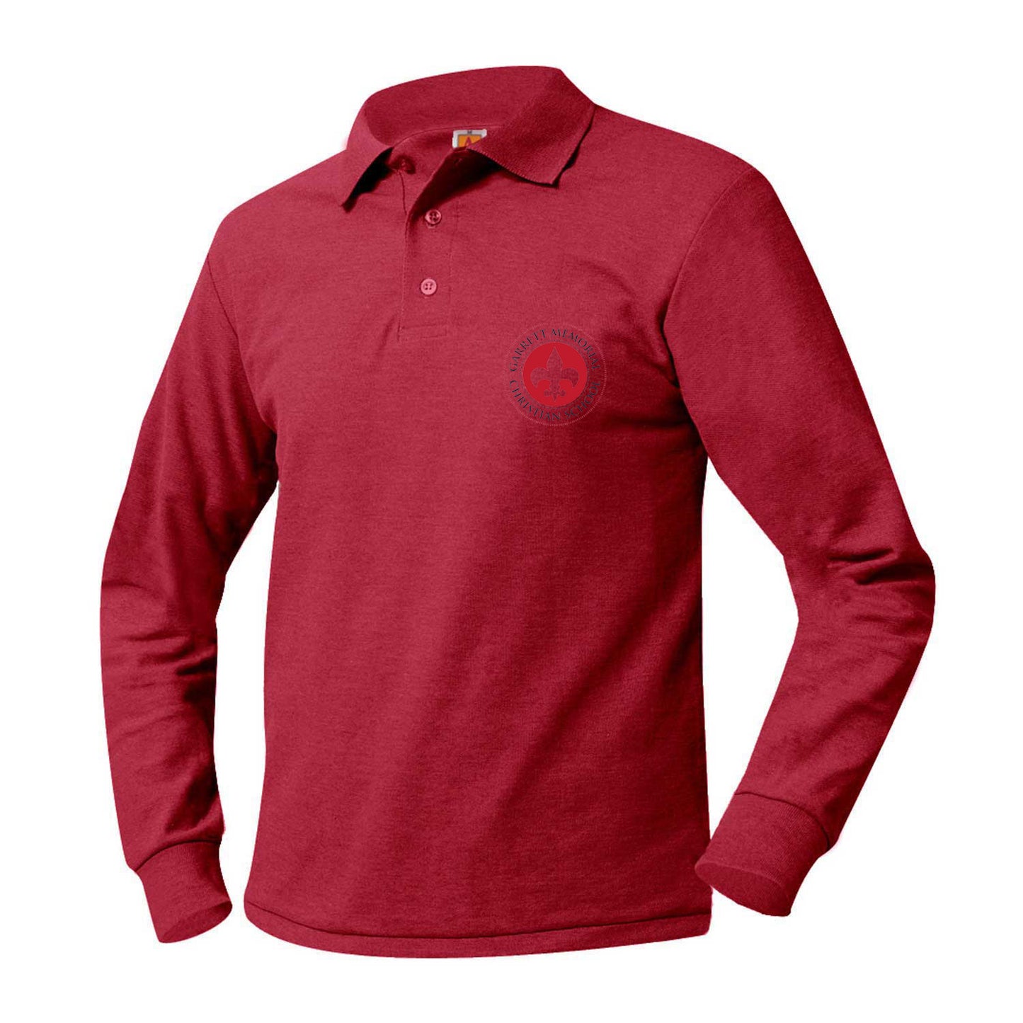 Adult Long Sleeve Pique Polo With Garrett Memorial Logo