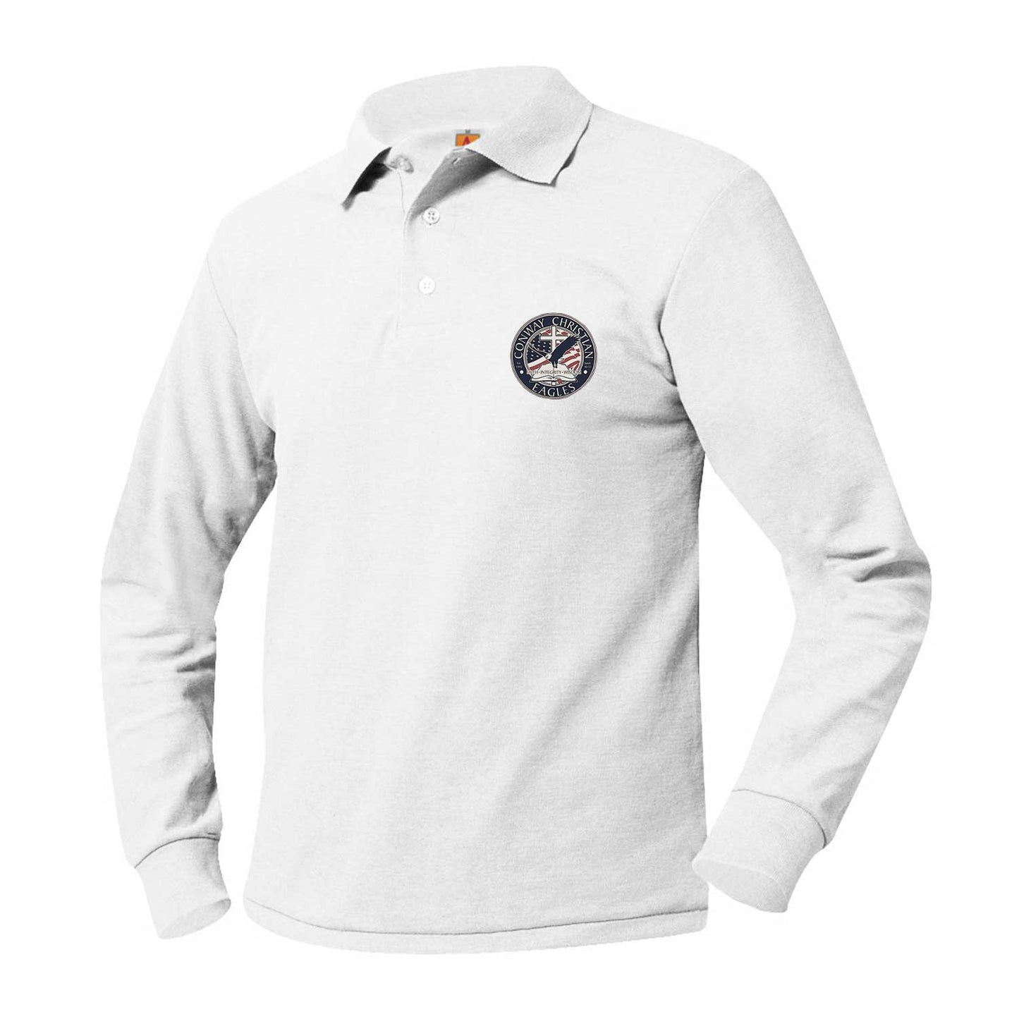 Adult Long Sleeve Smooth Polo With Conway Christian School Logo