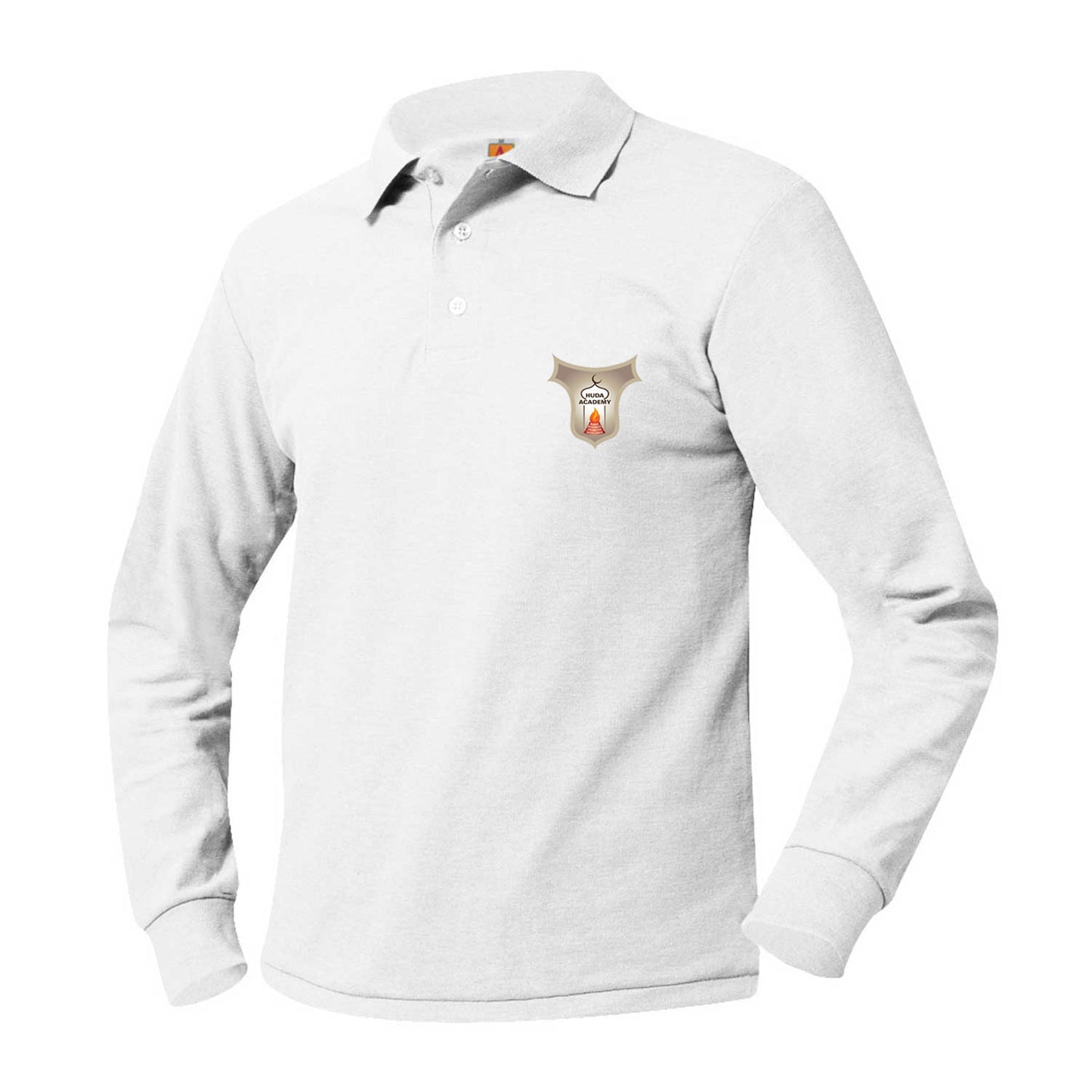 Adult Long Sleeve Pique Polo with Huda Academy Logo