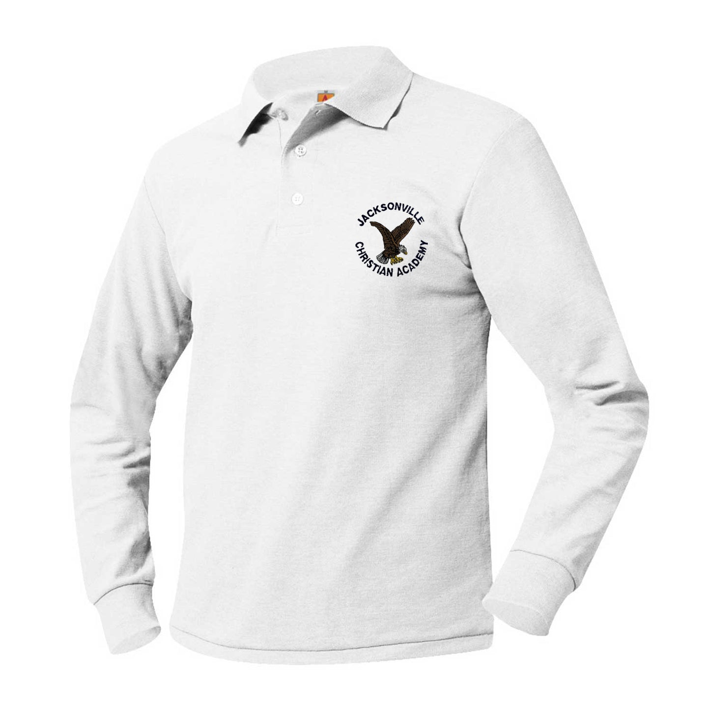 Adult Long Sleeve Pique Polo With Jacksonville Christian Logo