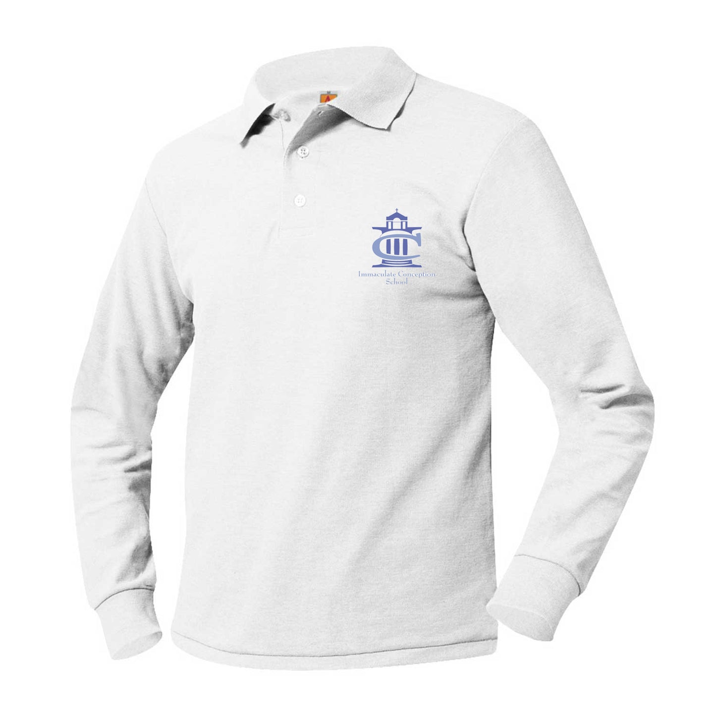 Youth Long Sleeve Pique Polo With Immaculate Conception Fort Smith Logo