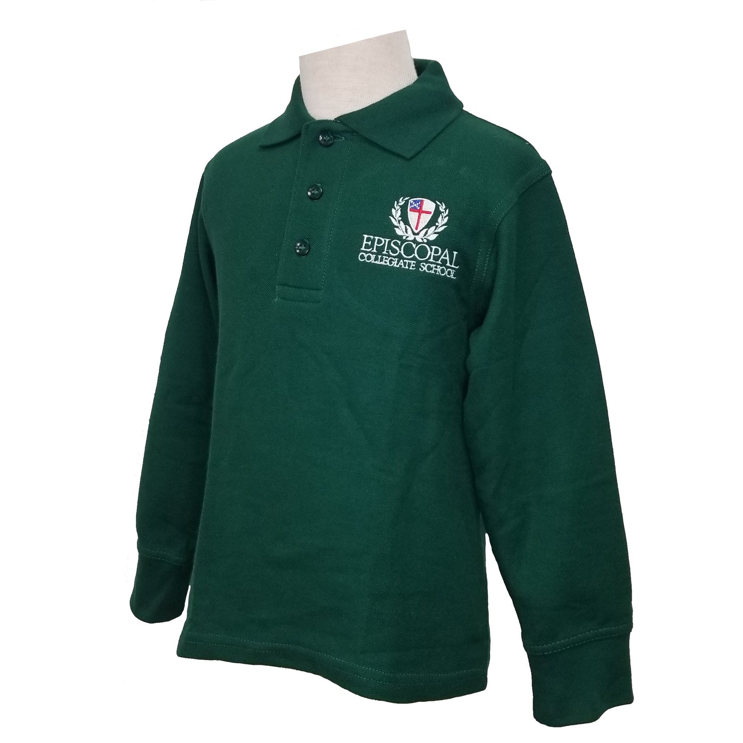 Adult Long Sleeve Polo With Episcopal Collegiate School Logo