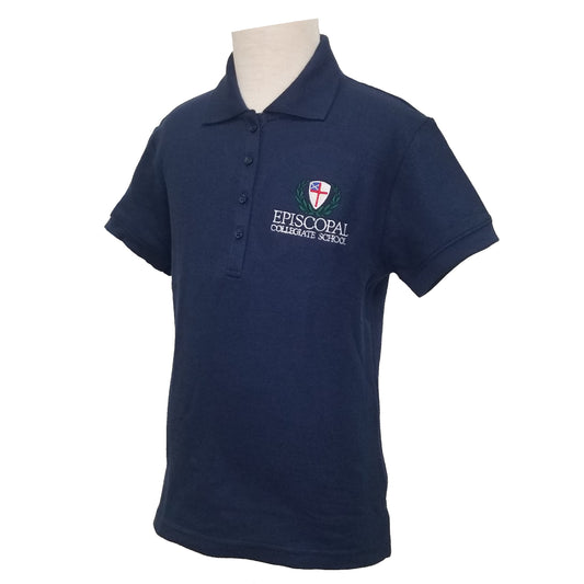 Adult Girl Cut Short Sleeve Polo With Episcopal Collegiate School Logo