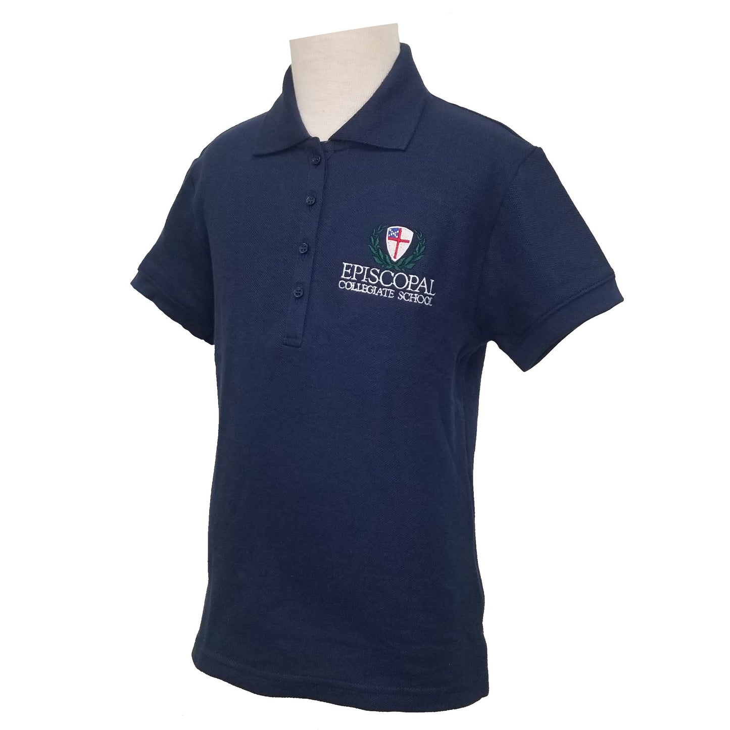 Youth Girl Cut Short Sleeve Polo With Episcopal Collegiate School Logo