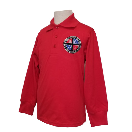 Youth Long Sleeve Smooth Polo With Blessed Sacrament Logo