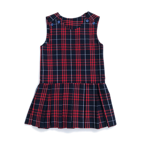 Drop Waist Button Shoulder Plaid Jumper