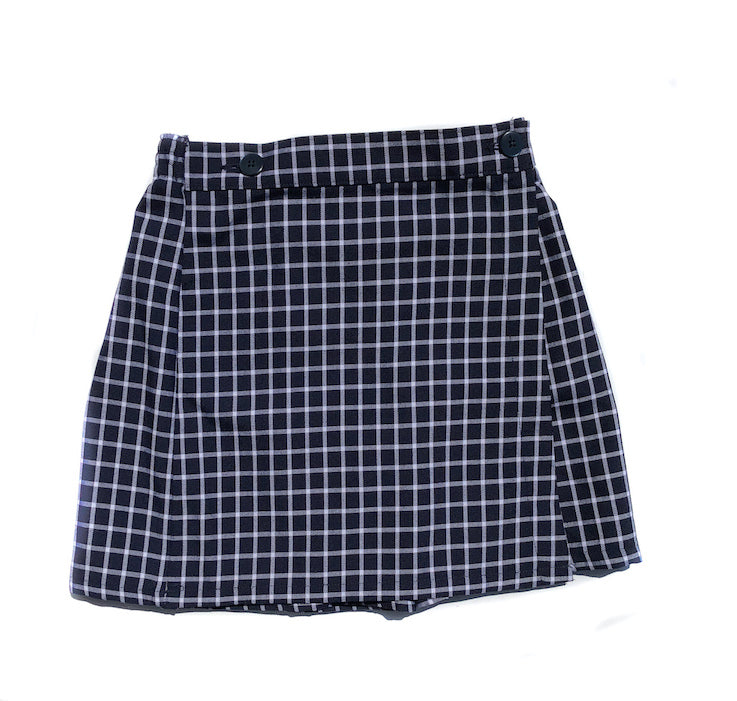 Plaid Button Front Skort