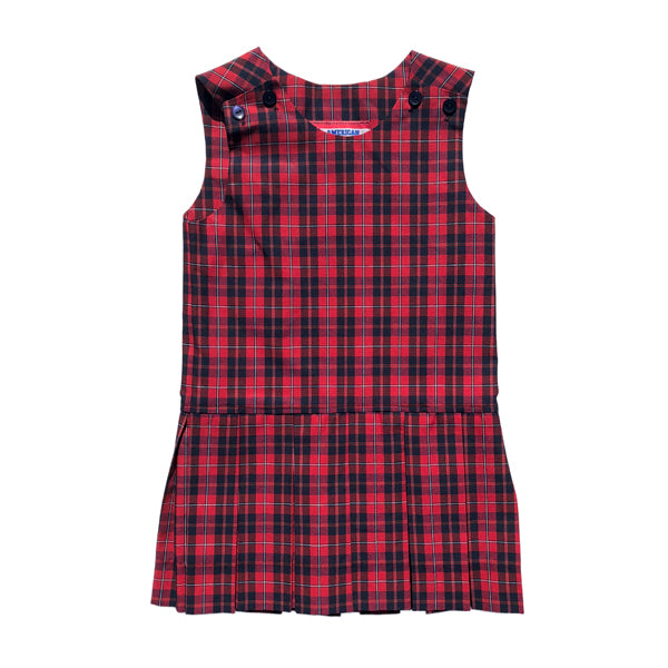 Drop Waist Button Shoulder Plaid Jumper