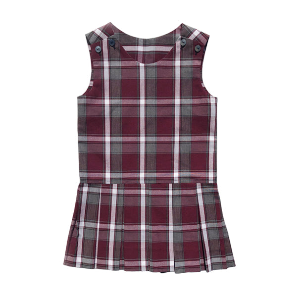 Drop Waist Button Shoulder Plaid Jumper