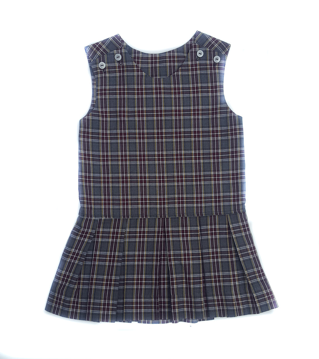 Drop Waist Button Shoulder Plaid Jumper