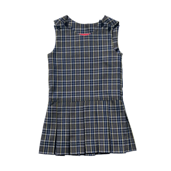 Drop Waist Button Shoulder Plaid Jumper