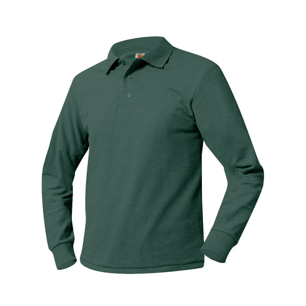 Adult Long Sleeve Pique Polo With Johnson's Montessori School Logo