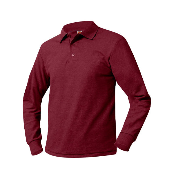 Adult Long Sleeve Pique Polo With Johnson's Montessori School Logo