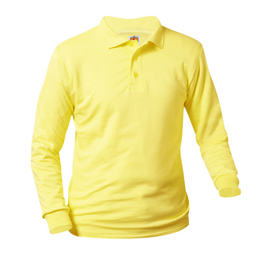 Youth Long Sleeve Smooth Polo With Lighthouse Christian Academy Logo
