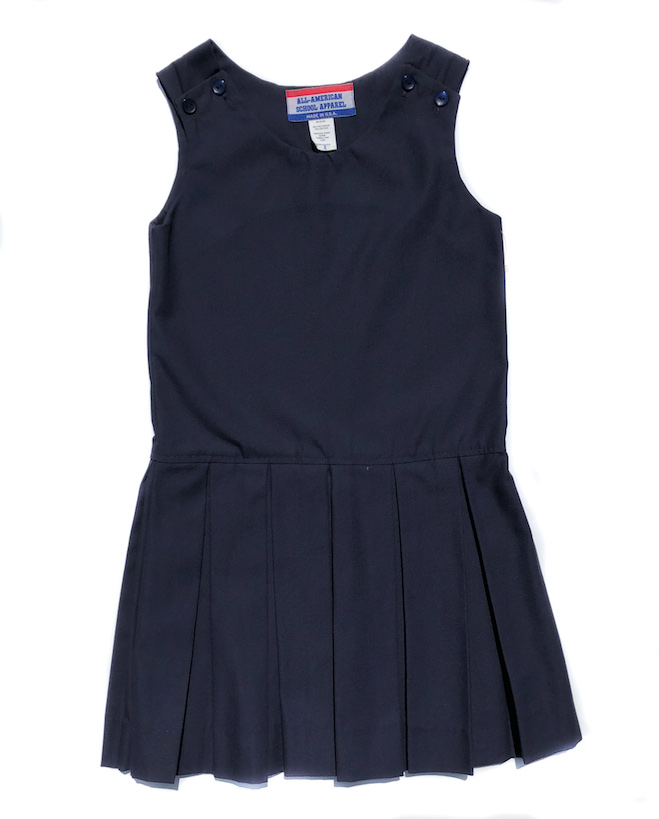 Drop Waist Button Shoulder Navy Jumper