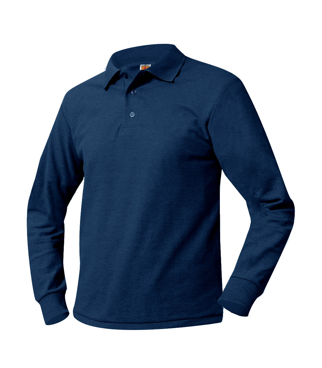 Youth Long Sleeve Pique Polo With Ridgefield Christian Academy Logo