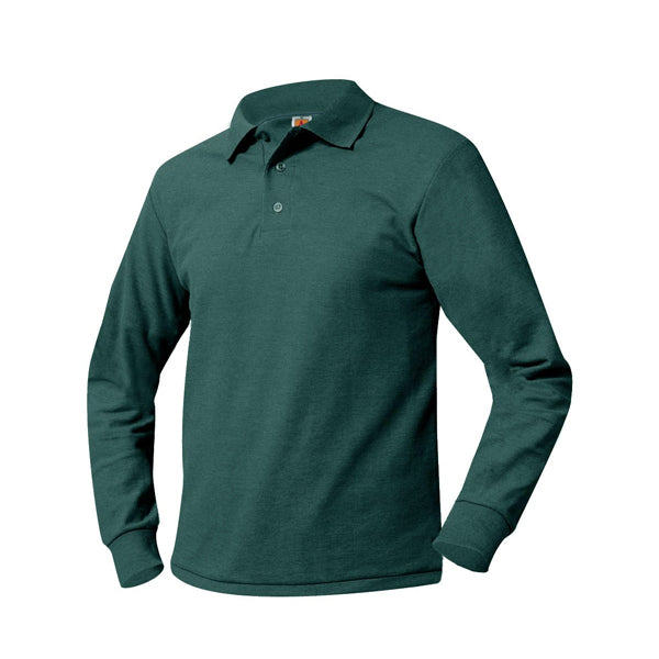 Youth Long Sleeve Pique Polo With Ridgefield Christian Academy Logo