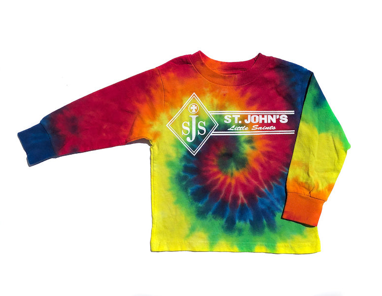 Youth Long Sleeve Tie Dye Tee With St. John Logo