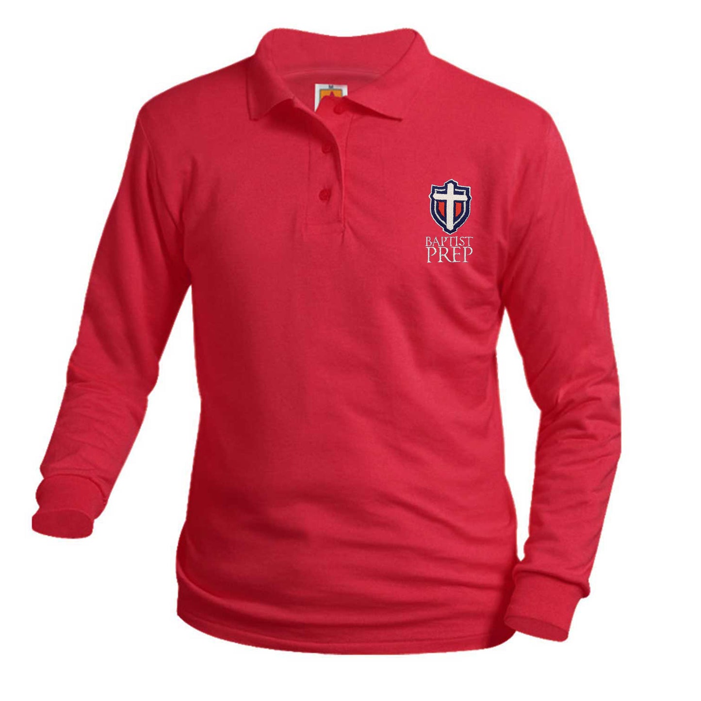 Adult Long Sleeve Smooth Polo With Baprist Prep Logo