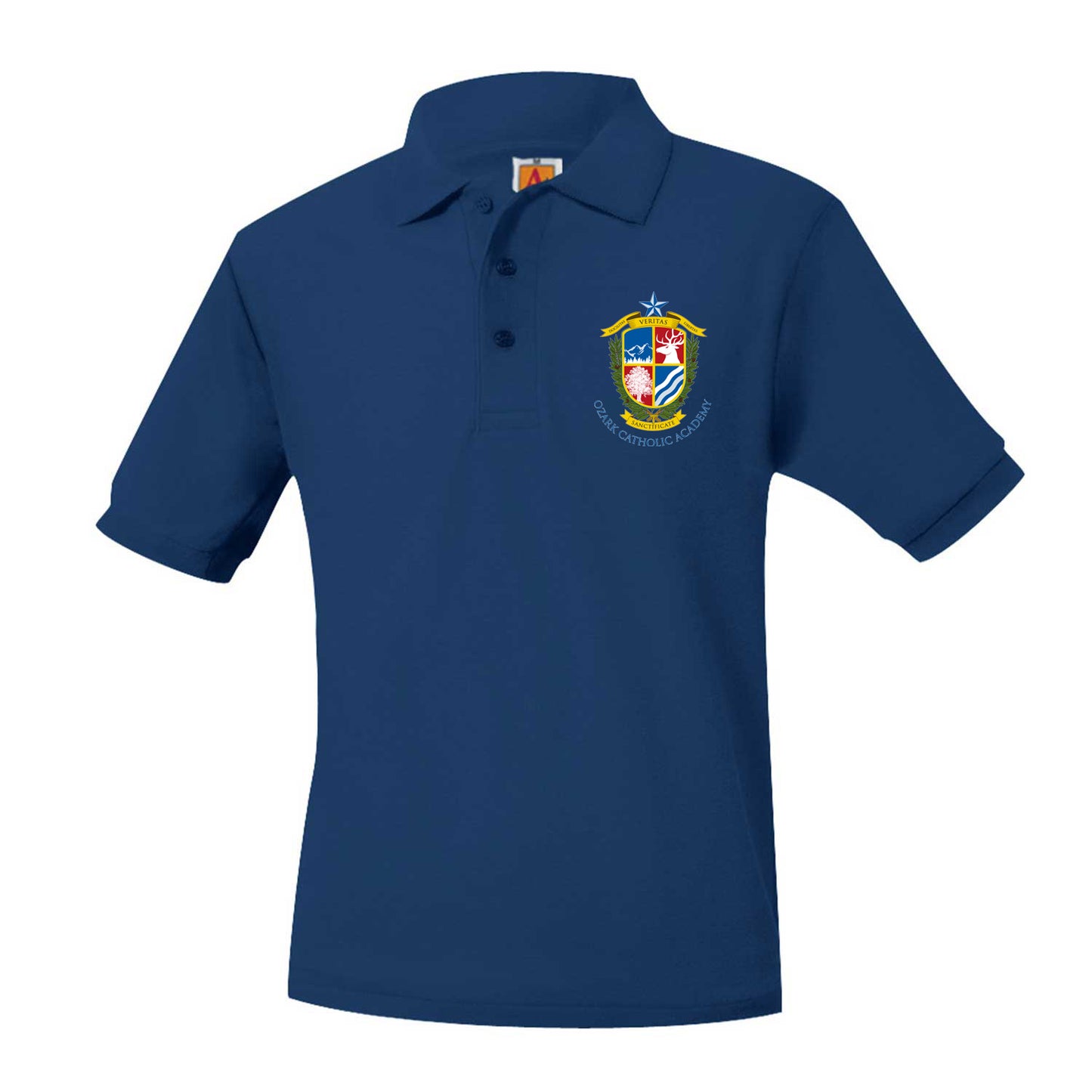 Youth Short Sleeve Pique Polo with Ozark Catholic Academy Logo