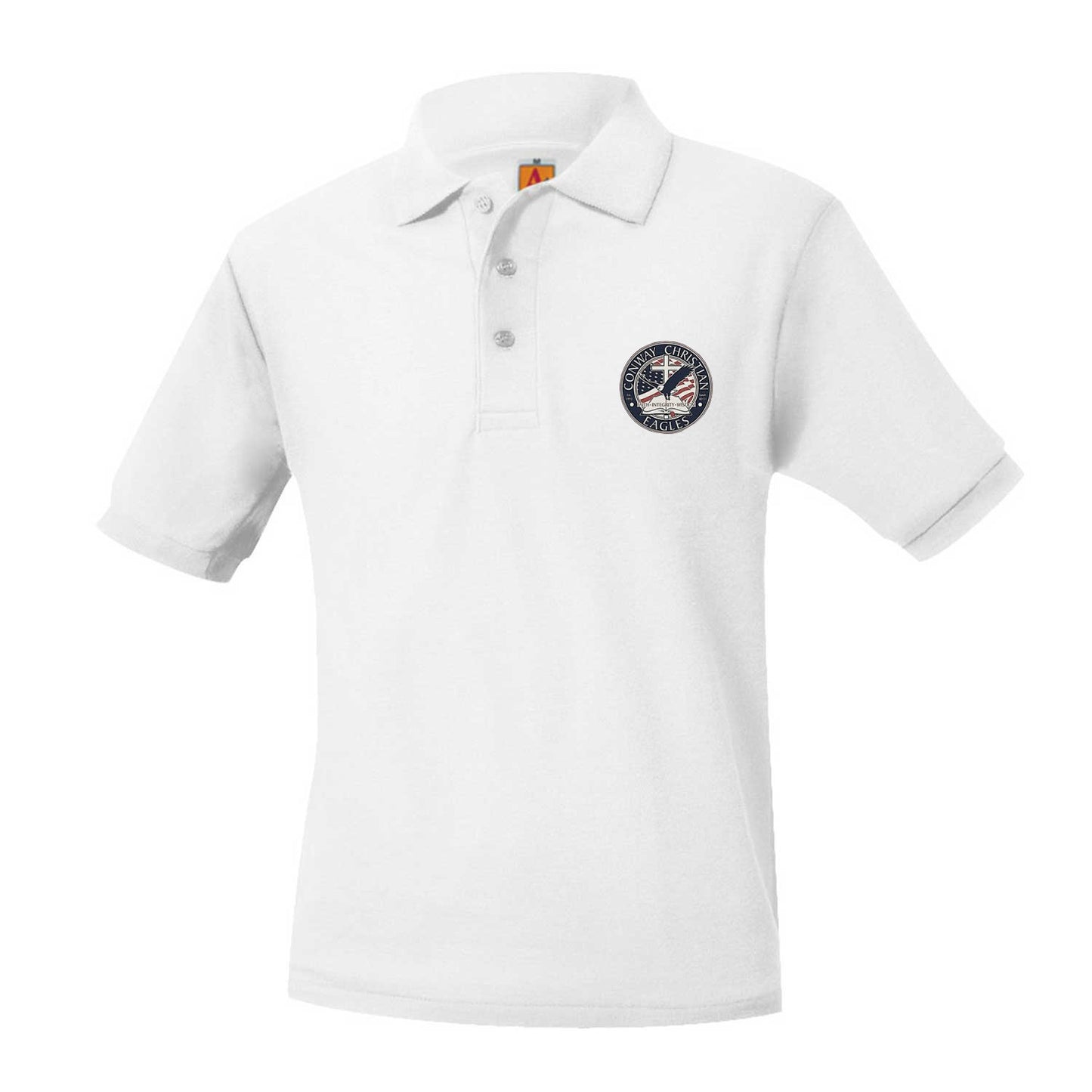Youth Short Sleeve Smooth Polo With Conway Christian School Logo
