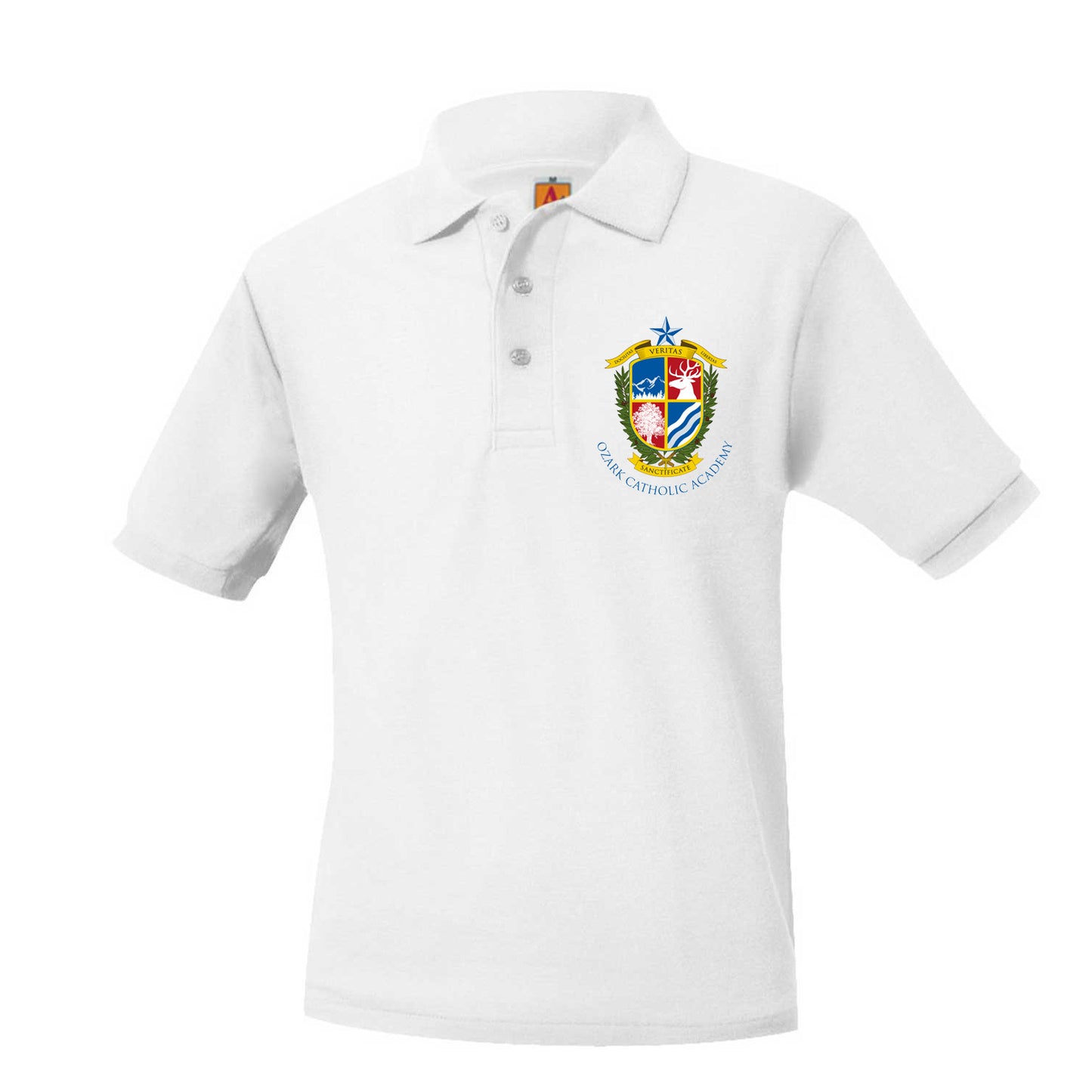 Adult Short Sleeve Pique Polo with Ozark Catholic Academy Logo