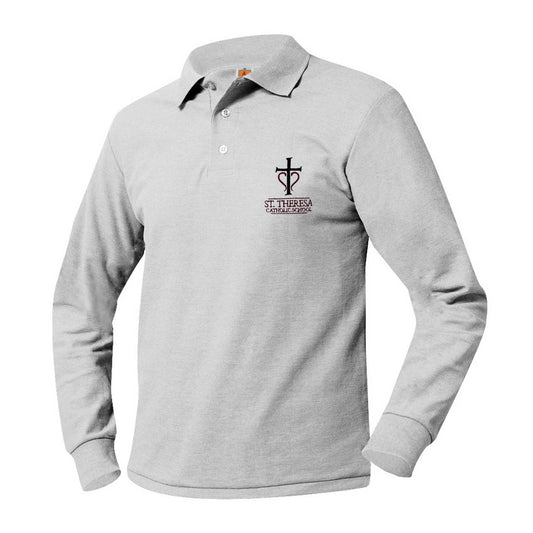 Adult Long Sleeve Pique Polo With St. Theresa Logo