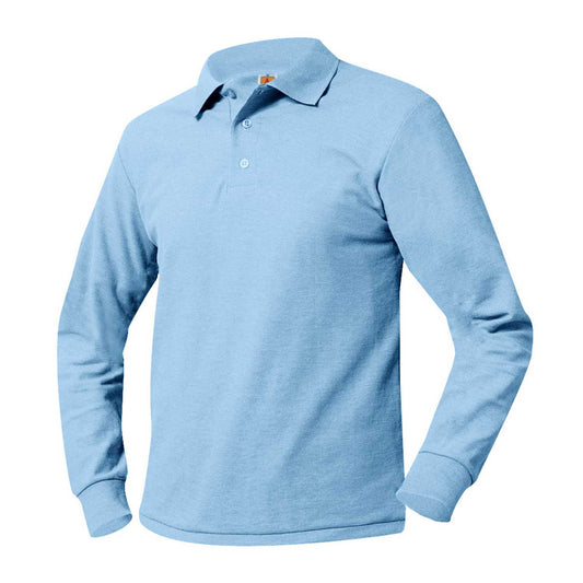 Long Sleeve Youth Pique Polo With Pinnacle Classical Logo
