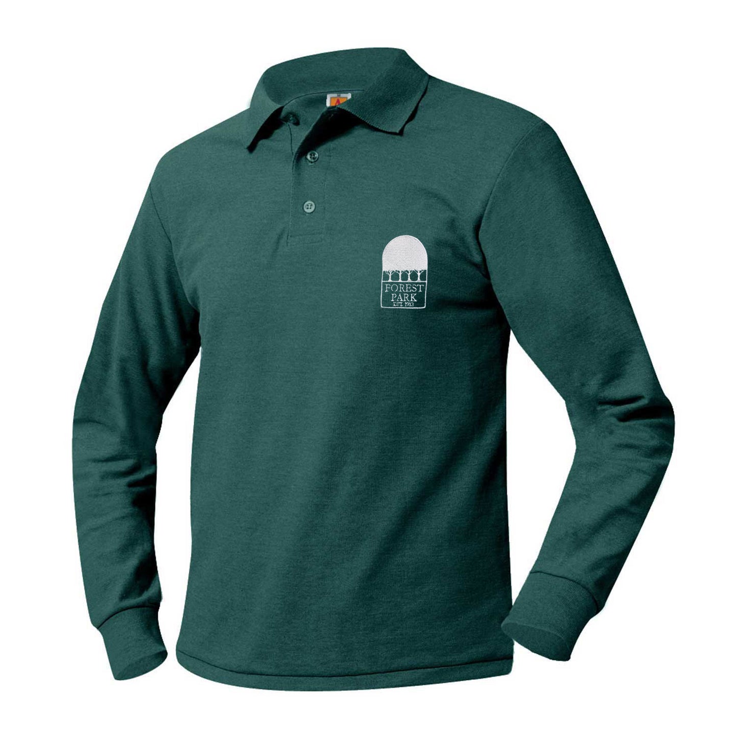 Youth Long Sleeve Pique Polo With Forest Park Logo
