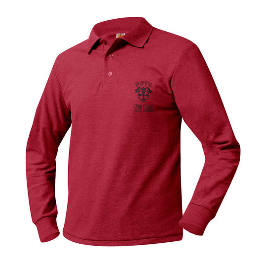 Youth Long Sleeve Pique Polo With Holy Souls Logo