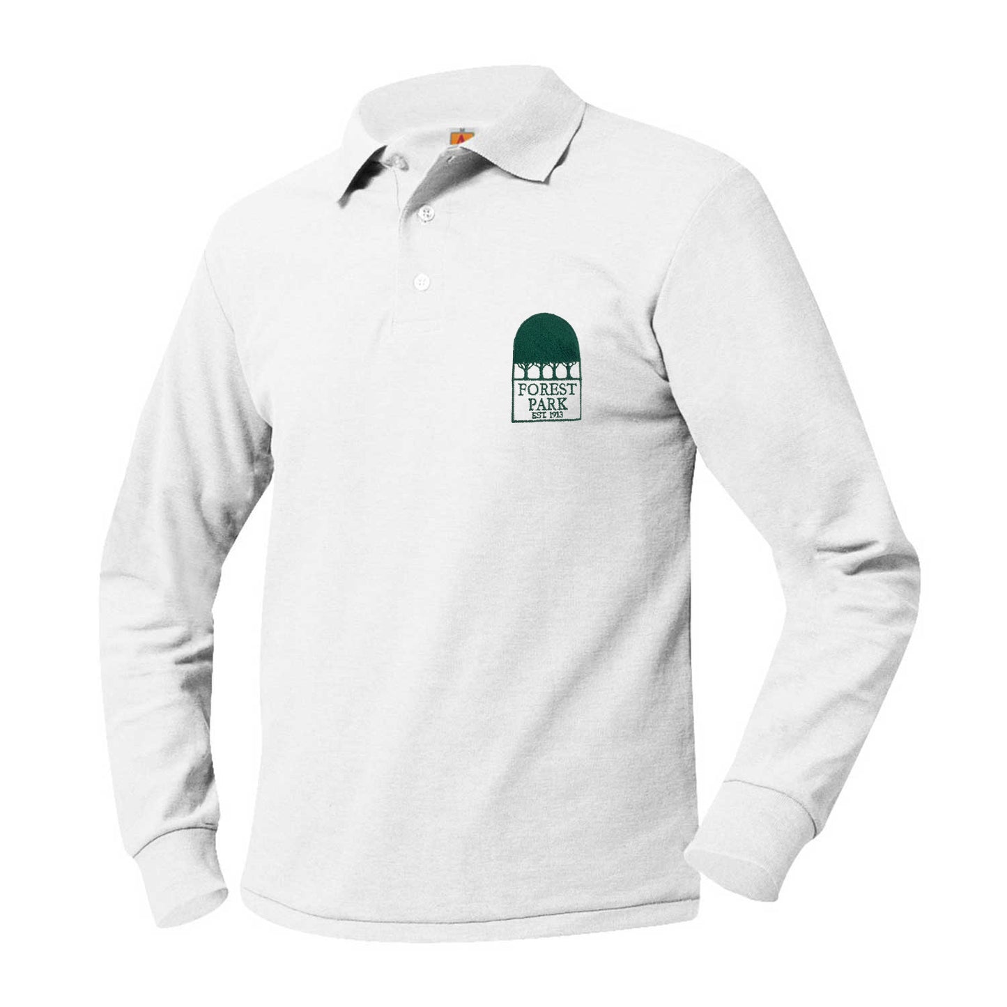 Adult Long Sleeve Pique Polo With Forest Park Logo