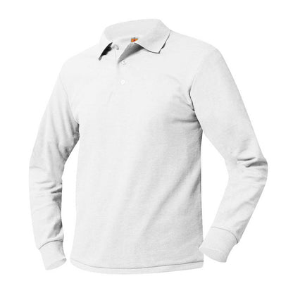 Boys Only - Adult Long Sleeve White Pique Polo