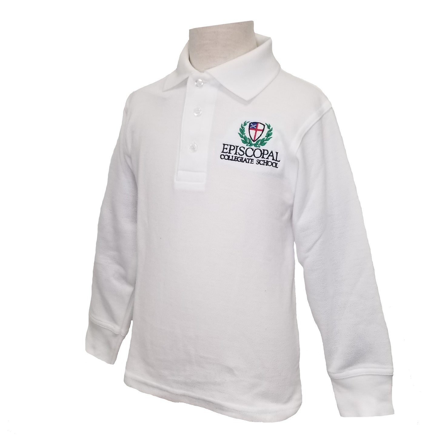 Youth Long Sleeve Polo With Episcopal Collegiate School Logo