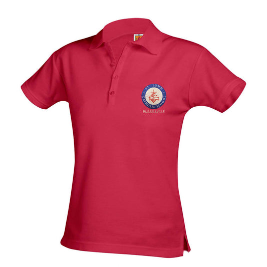 Youth Girl Cut Short Sleeve Pique Polo With St. John's Logo