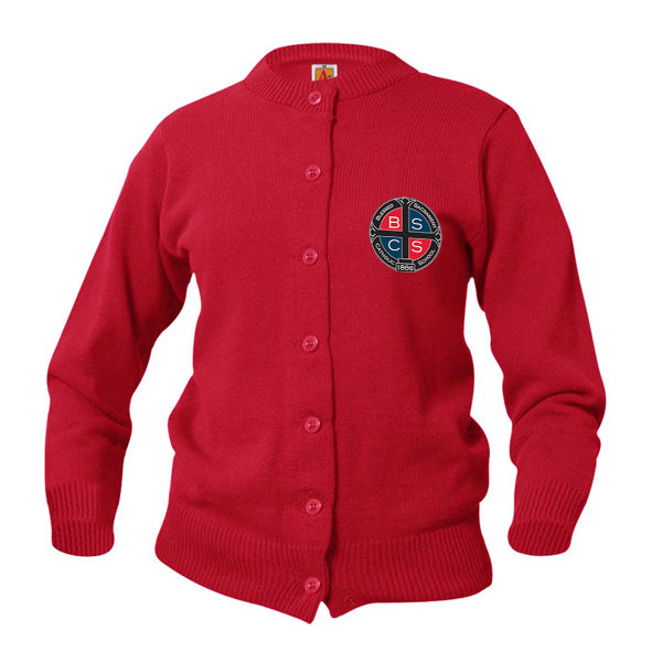 Youth Crewneck Cardigan With Blessed Sacrament Logo